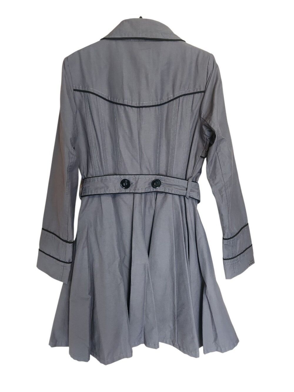 NWT SOIA & KYO I LOVE S&K GRAY BELTED TRENCH RAINCOAT FIT & FLARE SMALL - Picture 3 of 16